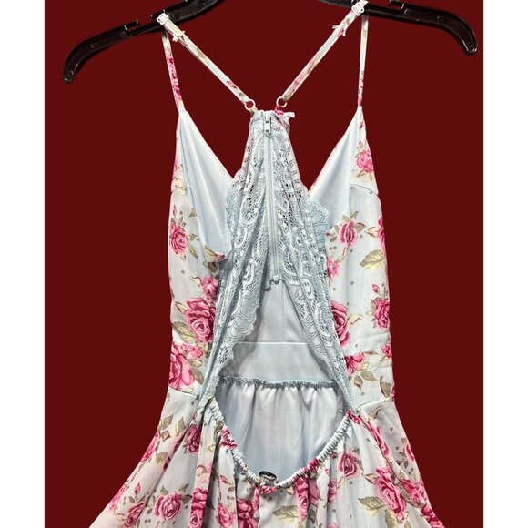 Rue 21- Women's Summer Sleeveless High Low Hem Ruffle-Floral Dress-Light Blue-XS - Picture 12 of 16